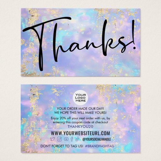 Opal Gold-klant - coupon code invoegen Visitekaartje (Voorkant /achterkant)