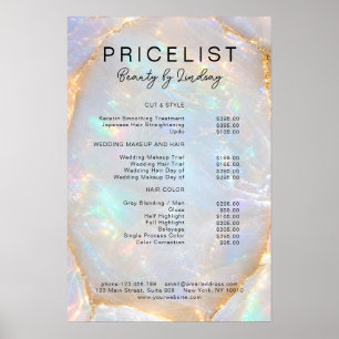 Opal Holografische Marmeren Salon Prijslijst Poster