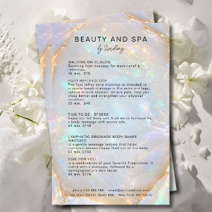 Opal Holografische Marmeren Salon Prijzenlijst Flyer