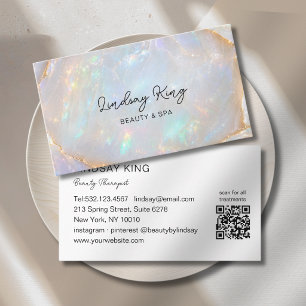 Opal Holografische Marmeren Salon QR Code Afsprakenkaartje