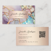 Opal Holographic & Gouden Texturen QR Code Sierade Visitekaartje (Voorkant / Achterkant)