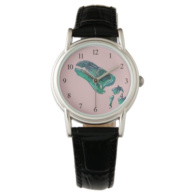 Opal Iguanodon Dinosaur Horloge (Voorkant)