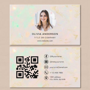 Opal Minimalistische Foto met QR-code Social Media Visitekaartje