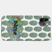 Opal Pattern iPhone case Oval Gemstone w Initiaal (Achterkant (horizontaal))