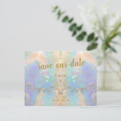 Opal Quartz Gem Bewaar de datum Bruiloft Uitnodigi Briefkaart (Staand voorkant)