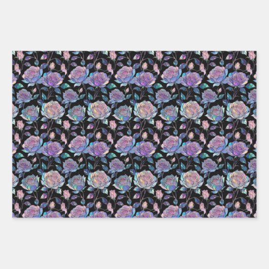 Opal Rozen Wrapping Paper Flat Sheet Set van 3 (Voorkant)