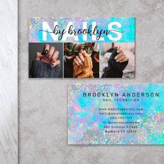Opal Stone Iriserende foto Typografie Nail Artiest Visitekaartje