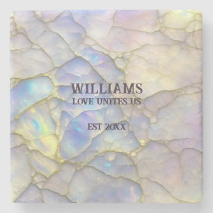 Opal Stone Pastel Paarse kleur gepersonaliseerd Stenen Onderzetter