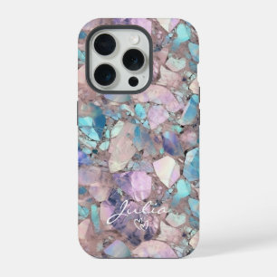 Opal Stone Pastel Shimmer Textuur Patroon iPhone 15 Pro Hoesje