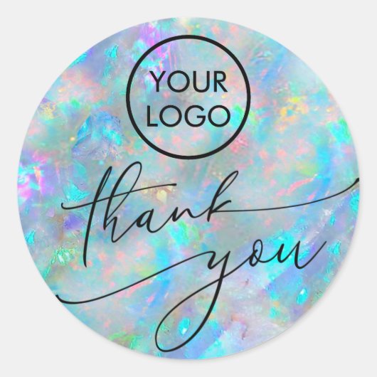 Opal textuur Dank u Classic ronde sticker (Voorkant)