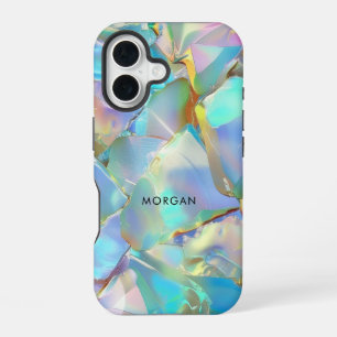 Opale achtergrond en zwarte naam iPhone 16 hoesje