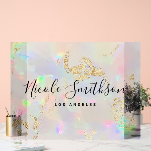 Opale achtergrond Faux folie aderen Acryl Bord (Huwelijk)