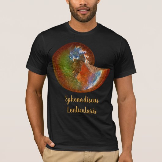 Opalized Sfenodiscus Ammonite Shell T-shirt (Voorkant)