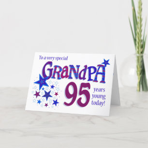 Opa's 95e verjaardag Word Art met sterrenkaart Feestdagen Kaart