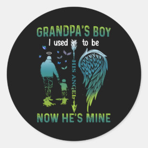 Opa's ik was zijn engel nu hij de mijne is ronde sticker