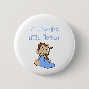 Opa's kleine aap - Blauwe T-shirts en cadeautjes Ronde Button 5,7 Cm