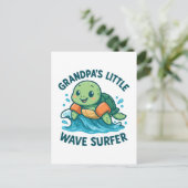 Opa's Little Wave Surfer Schattigee Schildpad Briefkaart (Staand voorkant)