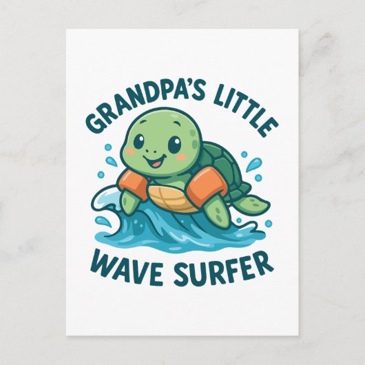 Opa's Little Wave Surfer Schattigee Schildpad Briefkaart (Voorkant)