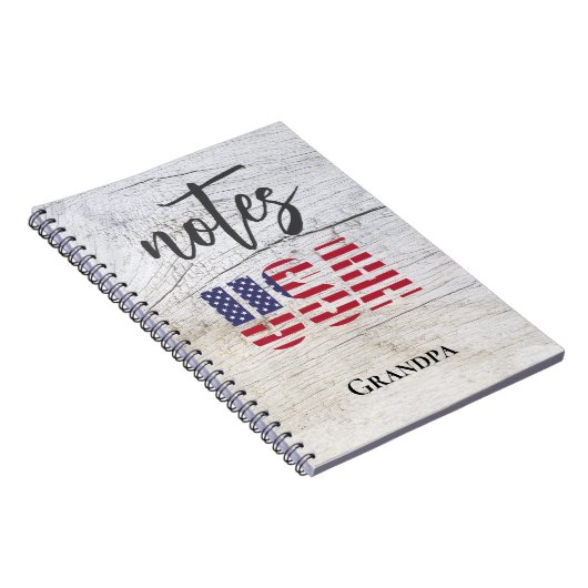Opa's Naam, Patriottisch USA Vlag Spiraal Notitieb Notitieboek (Rechterzijde)
