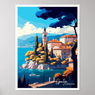 Opatija Kroatië Reizen Illustratie Poster