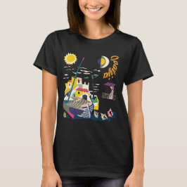 Opatija Kroatië Stad Silhouet Kleurrijk Reizen T-shirt