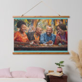 Opbeurende en vreugdevolle scène van vrienden lach hangend wandkleed (Slaapkamer)