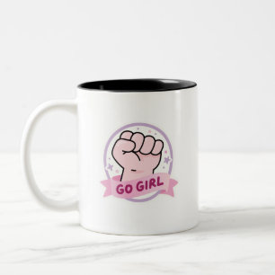 Opbeurende Girl Power Empowerment Tweekleurige Kof Koffiemok