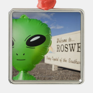 Opblaasbare buitenaardse met Welkom bij Roswell-si Metalen Ornament