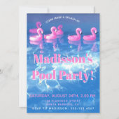 Opblaasbare Flamingo's - Tropisch Zwembad Feestje Kaart (Voorkant)