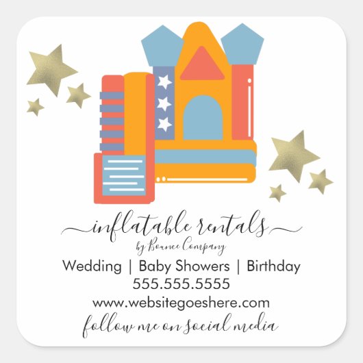 Opblaasbare schoepjes vierkante sticker (Voorkant)