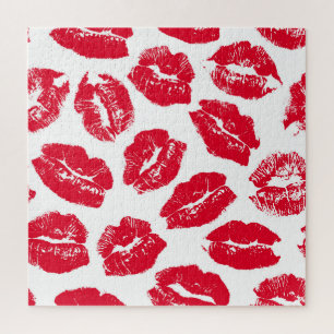 Opdruk Kiss Rode Lippen: Naadloos Legpuzzel