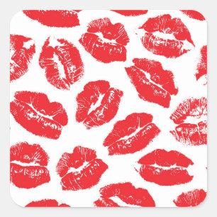 Opdruk Kiss Rode Lippen: Naadloos Vierkante Sticker