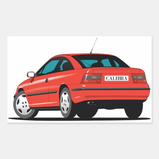 Opel Calibra rood achterkant Rechthoekige Sticker (Voorkant)