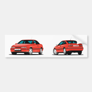 Opel Calibra voor en achter in rood Bumpersticker