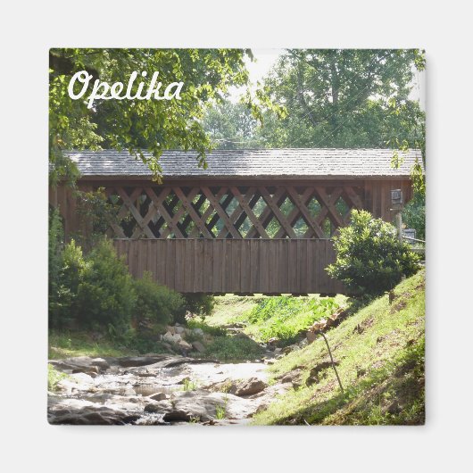 Opelika Alabama overdekte brug fotomagneet Magneet (Voorkant)