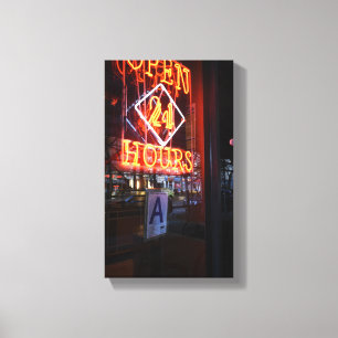 Open 24 uur Neon Diner Sign New York City NYC Canvas Afdruk
