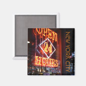Open 24 uur Neon Diner Sign New York City NYC Magneet (Voorkant / Achterkant)