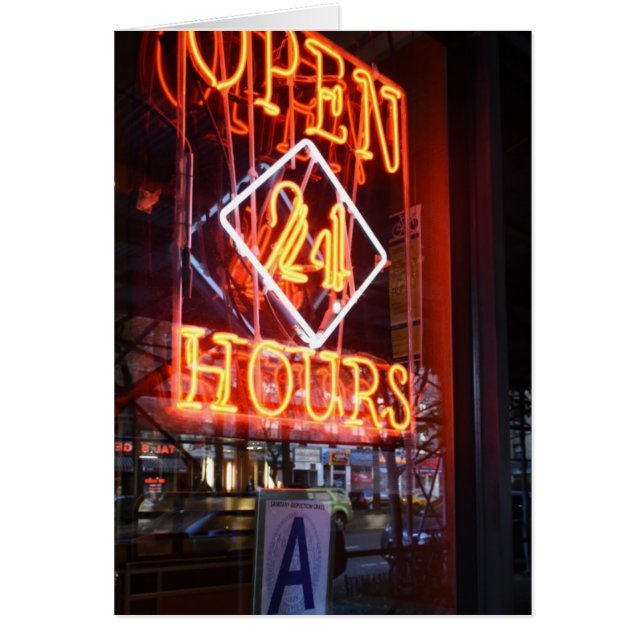 Open 24 uur Neon Diner Sign NYC Fotografie (Voorkant)