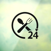 Open 24 uur per dag l Restaurant Zakelijk Zwart Raamsticker (Vel 3)