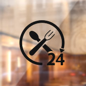 Open 24 uur per dag l Restaurant Zakelijk Zwart Raamsticker (Vel 2)