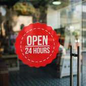 Open 24 uur | Red Circle Openingstijd  Raamsticker