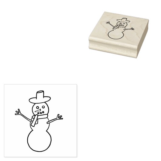 Open Arms Sneeuwman in Pet en Sjaal Rubberen stemp Rubberstempel (Gestempeld)