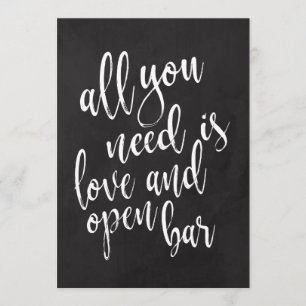 Open bar betaalbaar bord voor bruiloft kaart