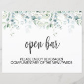 Open Bar Bord - Eucalyptus Bruiloft (Voorkant)