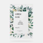 Open Bar Bord Goud en groene bladeren frame (Voorkant)