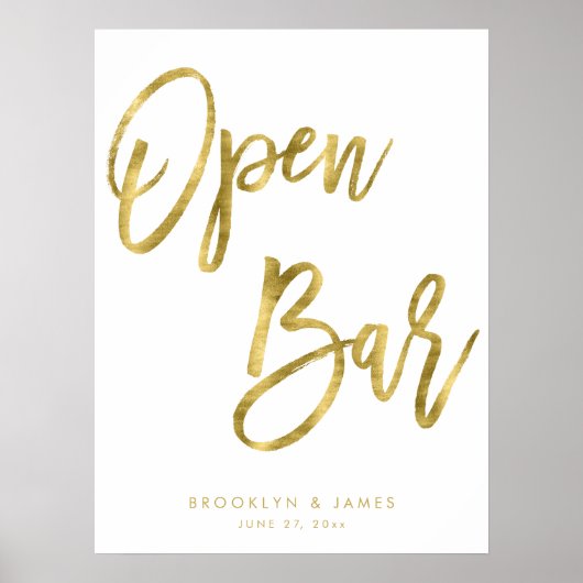 Open Bar Bord Goud En Wit 18x24 Poster (Voorkant)