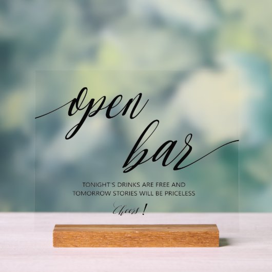 Open Bar Bruiloft Acryl Bord (Neutraal)
