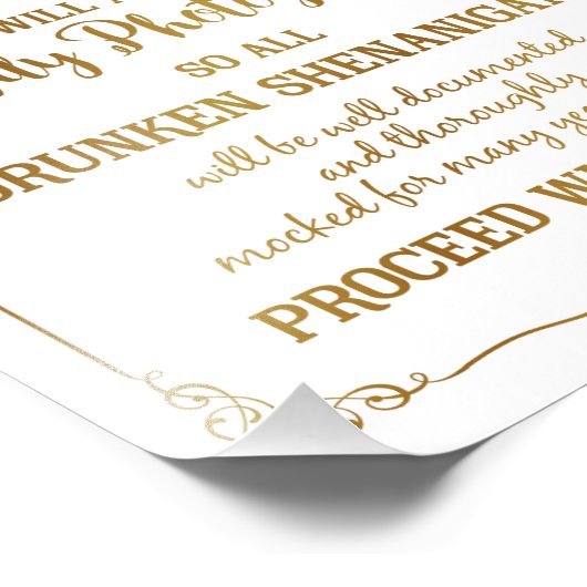 Open bar bruiloft goudglitter, bruiloft poster (Hoek)