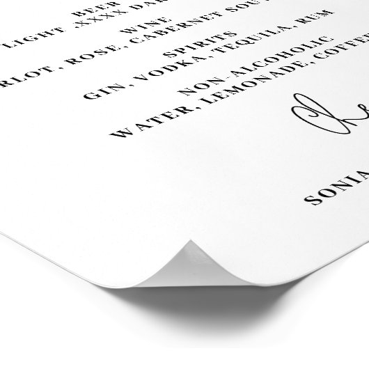 Open bar Buvons signe mariage Poster (Coin)