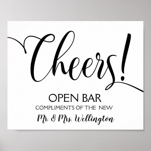 Open bar Cheers bruiloft Poster (Voorkant)